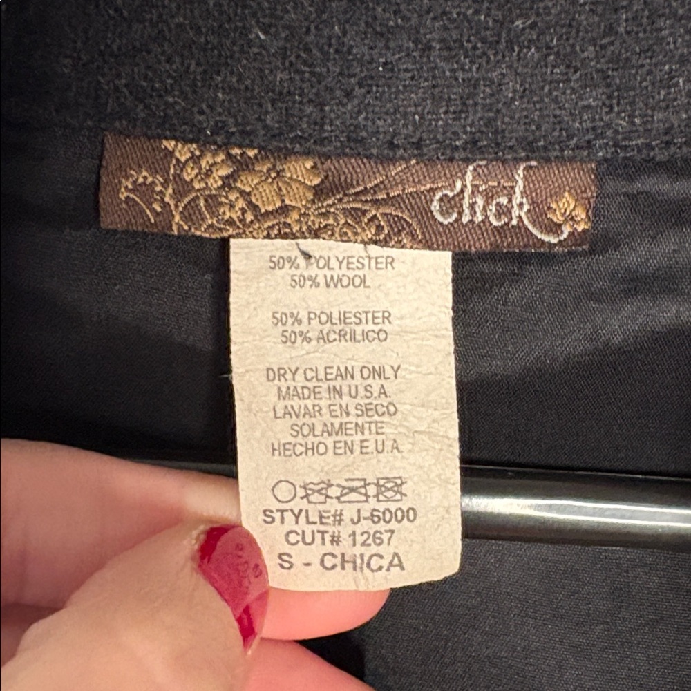 16 - click Dark Grey Blazer/Jacket With Flowy Neck - Picture 3 of 3
